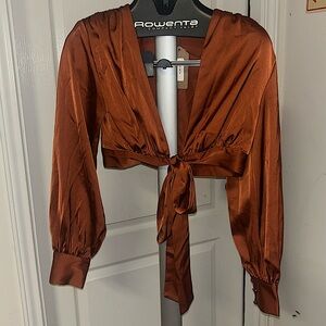 Orange Silk Crop Top